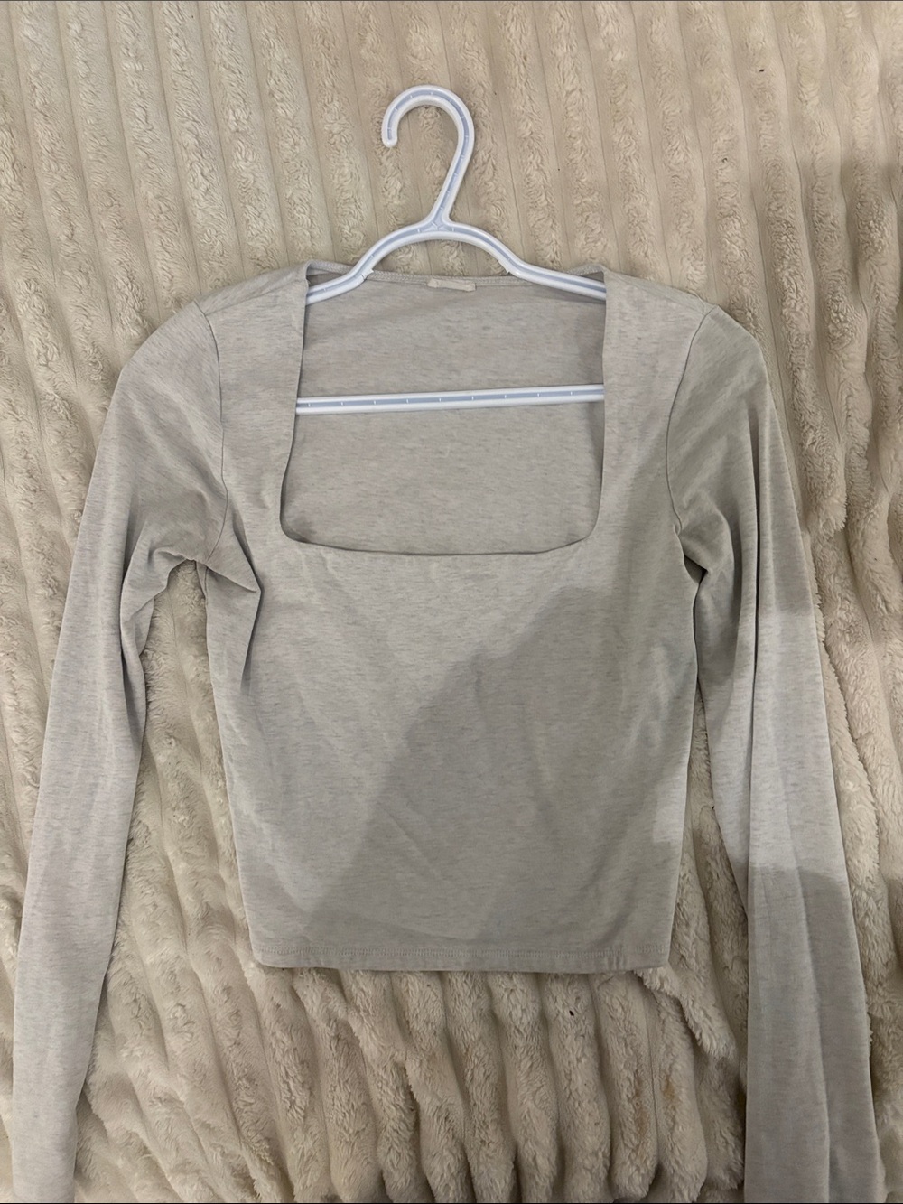 Garage Square Neck Long Sleeve Top - Light Beige